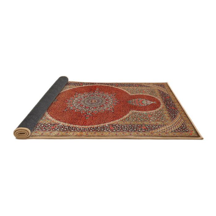 Sideview of Traditional Sand Brown Medallion Rug, tr4825