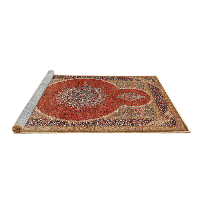 Sideview of Machine Washable Traditional Sand Brown Rug, wshtr4825