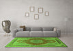 Machine Washable Medallion Green Traditional Area Rugs in a Living Room,, wshtr4825grn