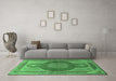 Machine Washable Medallion Emerald Green Traditional Area Rugs in a Living Room,, wshtr4825emgrn