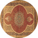 Round Medallion Brown Traditional Rug, tr4825brn