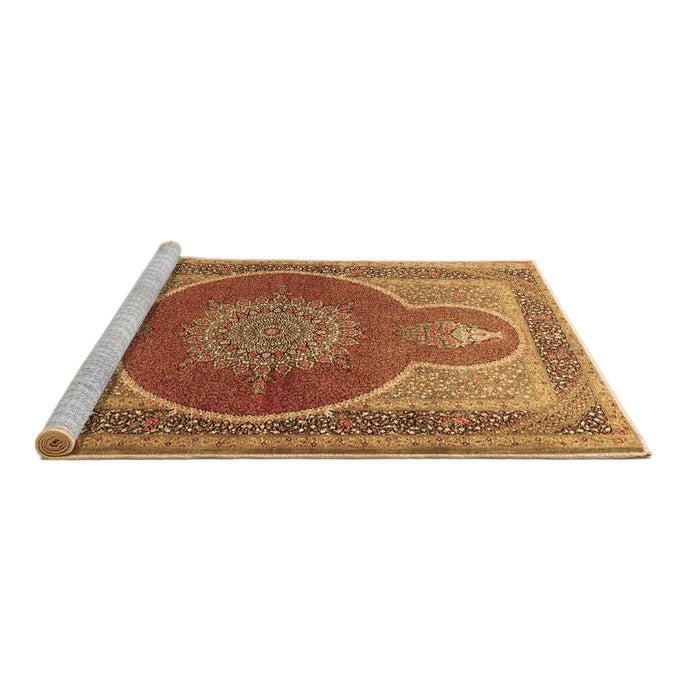 Sideview of Machine Washable Medallion Brown Traditional Rug, wshtr4825brn