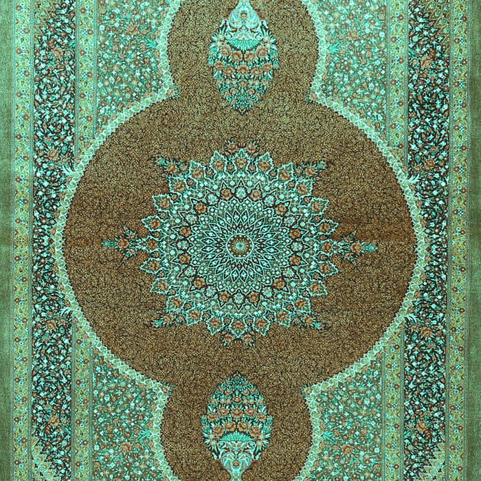Machine Washable Medallion Turquoise Traditional Area Rugs, wshtr4825turq