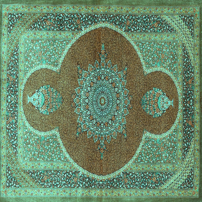 Square Medallion Turquoise Traditional Rug, tr4825turq
