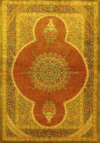 Medallion Yellow Traditional Rug, tr4825yw