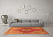 Machine Washable Medallion Orange Traditional Area Rugs in a Living Room, wshtr4825org