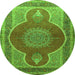 Square Medallion Green Traditional Rug, tr4825grn