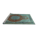 Sideview of Machine Washable Medallion Light Blue Traditional Rug, wshtr4825lblu