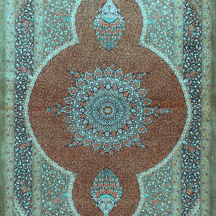 Machine Washable Medallion Light Blue Traditional Rug, wshtr4825lblu