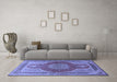 Machine Washable Medallion Blue Traditional Rug in a Living Room, wshtr4825blu