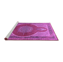 Sideview of Machine Washable Medallion Purple Traditional Area Rugs, wshtr4825pur