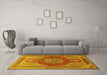 Machine Washable Medallion Yellow Traditional Rug in a Living Room, wshtr4825yw