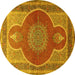 Round Medallion Yellow Traditional Rug, tr4825yw