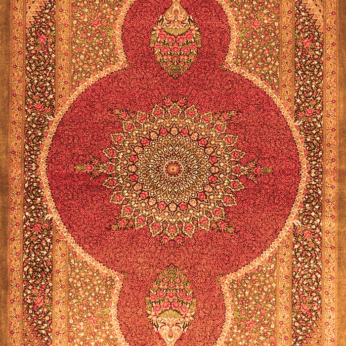 Serging Thickness of Machine Washable Medallion Orange Traditional Area Rugs, wshtr4825org