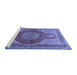 Sideview of Machine Washable Medallion Blue Traditional Rug, wshtr4825blu