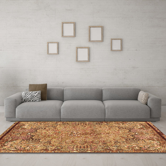 Machine Washable Persian Brown Traditional Rug in a Living Room,, wshtr4826brn