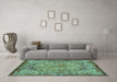 Machine Washable Persian Turquoise Traditional Area Rugs in a Living Room,, wshtr4826turq