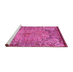 Sideview of Machine Washable Persian Pink Traditional Rug, wshtr4826pnk