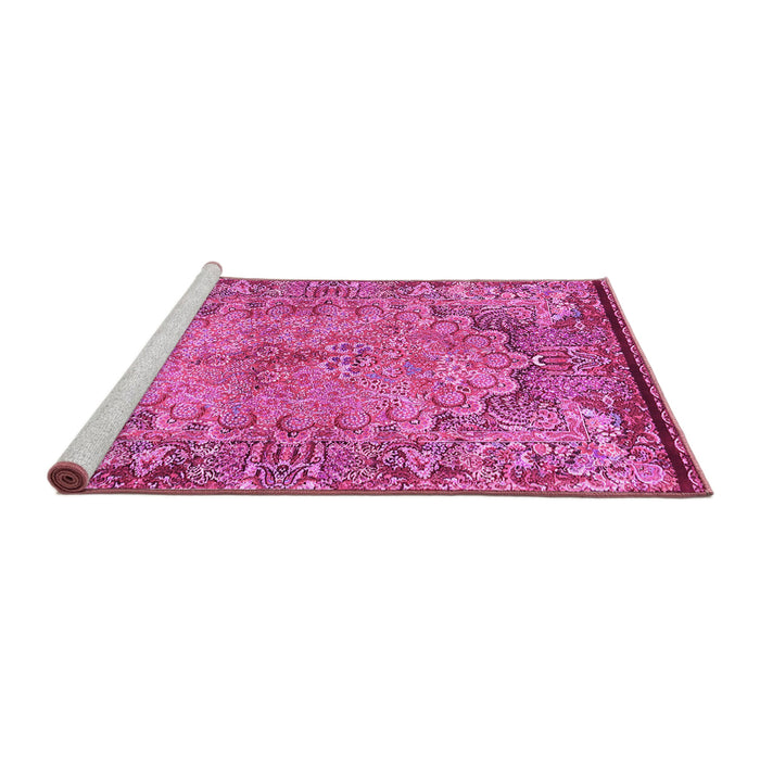 Sideview of Machine Washable Persian Pink Traditional Rug, wshtr4826pnk