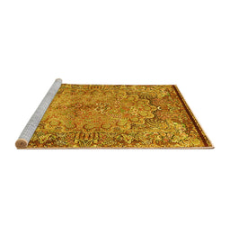 Sideview of Machine Washable Persian Yellow Traditional Rug, wshtr4826yw