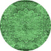 Round Persian Emerald Green Traditional Rug, tr4826emgrn