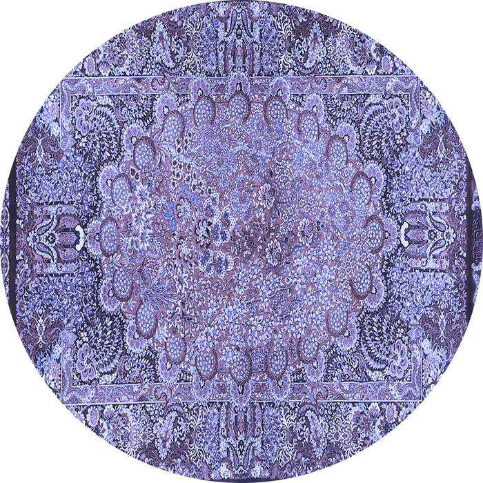 Round Persian Blue Traditional Rug, tr4826blu