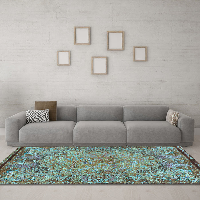 Machine Washable Persian Light Blue Traditional Rug in a Living Room, wshtr4826lblu