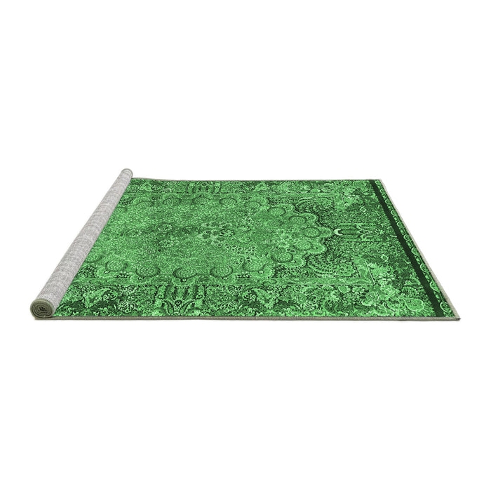 Sideview of Machine Washable Persian Emerald Green Traditional Area Rugs, wshtr4826emgrn