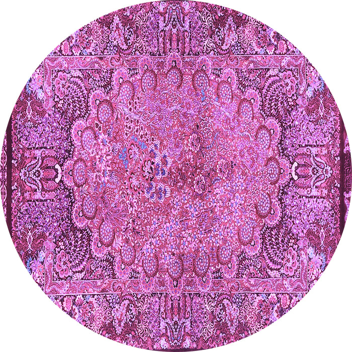 Round Machine Washable Persian Purple Traditional Area Rugs, wshtr4826pur