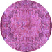 Round Machine Washable Persian Purple Traditional Area Rugs, wshtr4826pur