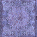 Square Machine Washable Persian Blue Traditional Rug, wshtr4826blu