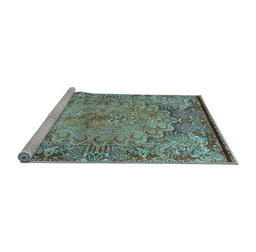 Sideview of Machine Washable Persian Light Blue Traditional Rug, wshtr4826lblu