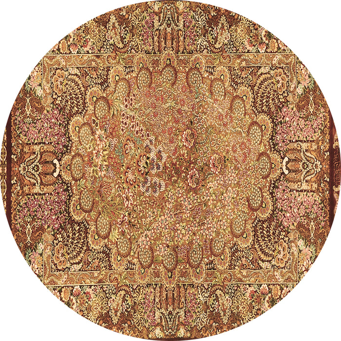 Round Persian Brown Traditional Rug, tr4826brn