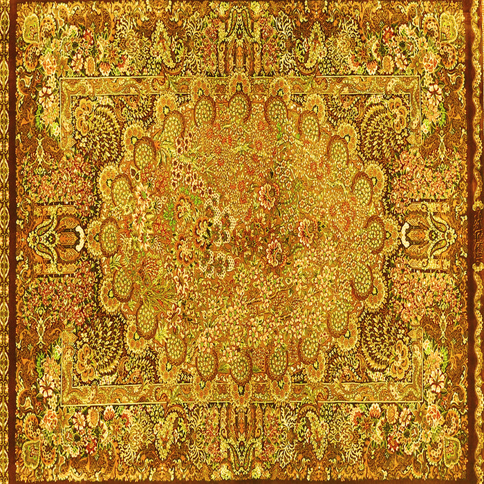 Square Machine Washable Persian Yellow Traditional Rug, wshtr4826yw