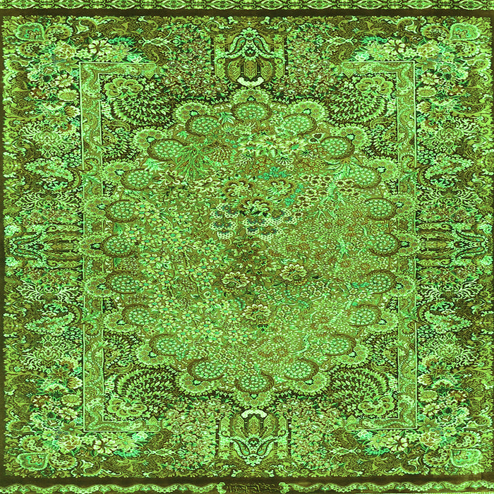 Round Machine Washable Persian Green Traditional Area Rugs, wshtr4826grn