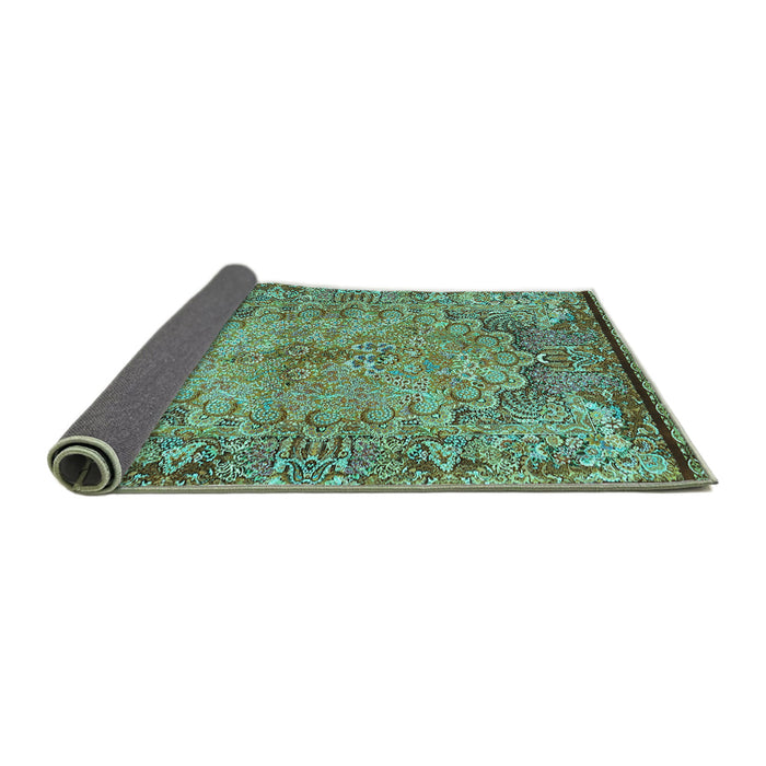 Sideview of Persian Turquoise Traditional Rug, tr4826turq