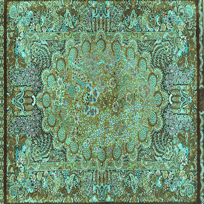 Square Machine Washable Persian Turquoise Traditional Area Rugs, wshtr4826turq