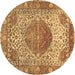 Round Medallion Brown Traditional Rug, tr4827brn