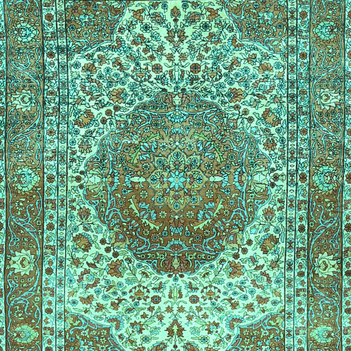 Machine Washable Medallion Turquoise Traditional Area Rugs, wshtr4827turq