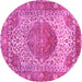 Round Medallion Pink Traditional Rug, tr4827pnk