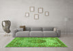 Machine Washable Medallion Green Traditional Area Rugs in a Living Room,, wshtr4827grn