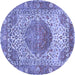 Round Medallion Blue Traditional Rug, tr4827blu