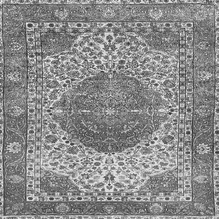 Round Machine Washable Medallion Gray Traditional Rug, wshtr4827gry