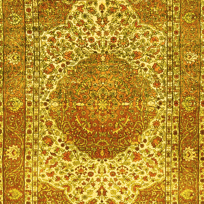 Machine Washable Medallion Yellow Traditional Rug, wshtr4827yw