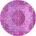 Round Medallion Purple Traditional Rug, tr4827pur