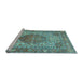 Sideview of Machine Washable Medallion Light Blue Traditional Rug, wshtr4827lblu