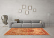 Machine Washable Medallion Orange Traditional Area Rugs in a Living Room, wshtr4827org