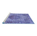 Sideview of Machine Washable Medallion Blue Traditional Rug, wshtr4827blu