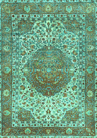 Medallion Turquoise Traditional Rug, tr4827turq