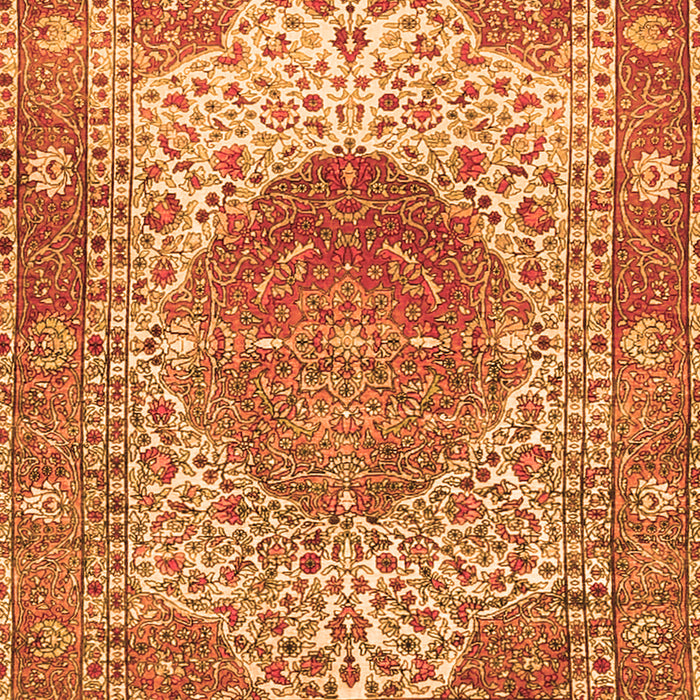 Serging Thickness of Machine Washable Medallion Orange Traditional Area Rugs, wshtr4827org